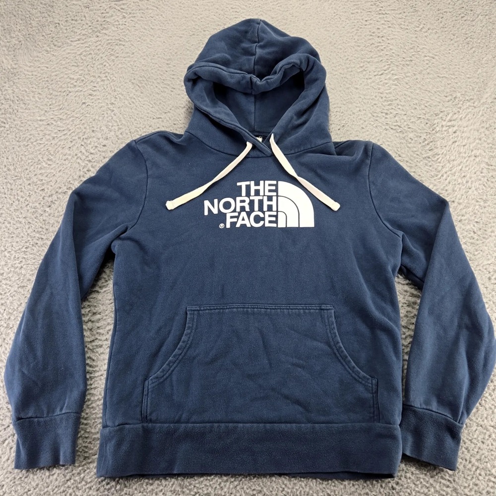 The North Face Hoodie Womens Medium Blue Spellout Long Sleeve Drawstring Jacket‎